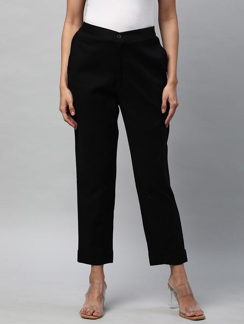 women solid mid rise tailored pants - 21153628 - Standard Image - 0