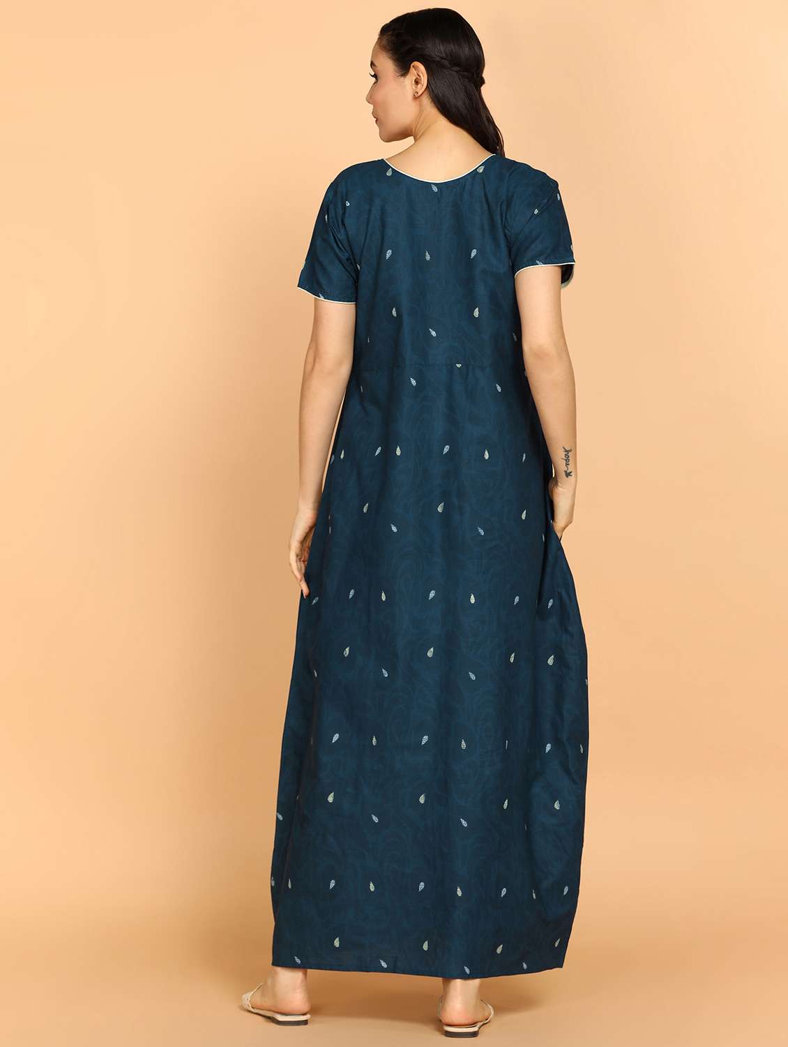 women printed short sleeves nighty - 21153796 - Standard Image - 2