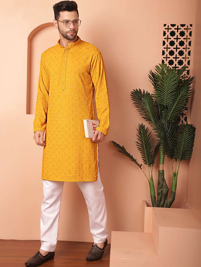 men embroidered kurta pyjama set