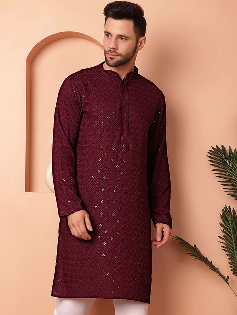 men embroidered kurta pyjama set - 21154136 -  Standard Image - 2