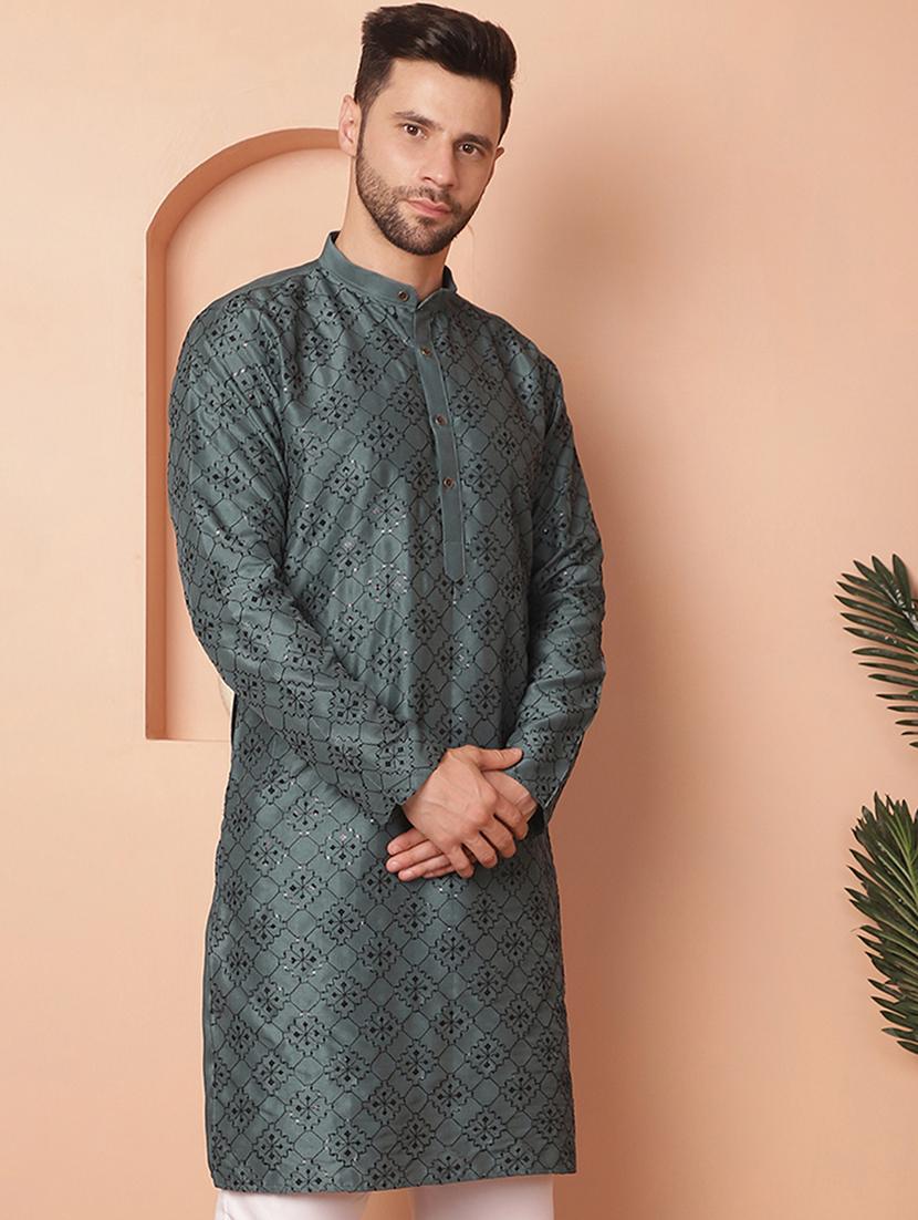 men embroidered kurta pyjama set - 21154151 - Standard Image - 2