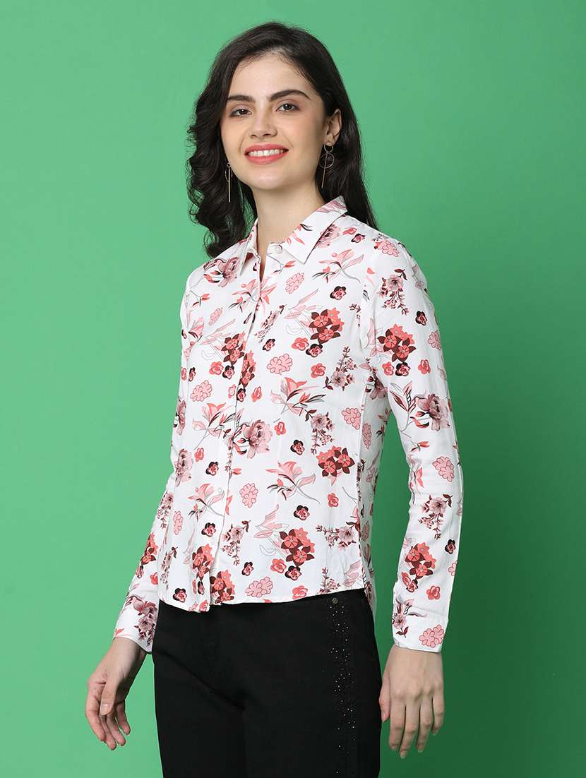 women long sleeved floral printed regular shirt - 21154656 -  Standard Image - 2