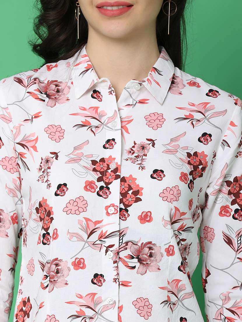 women long sleeved floral printed regular shirt - 21154656 -  Standard Image - 7