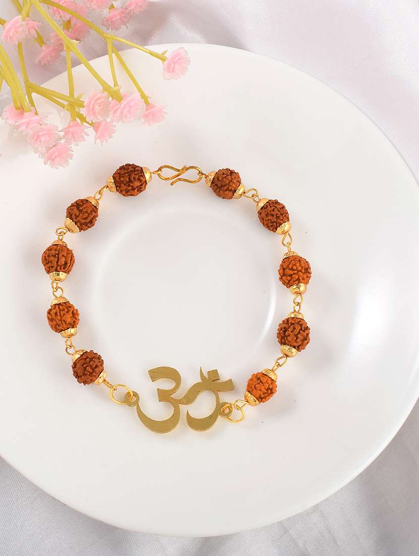 brass gold rudkraksh om hindu bracelet