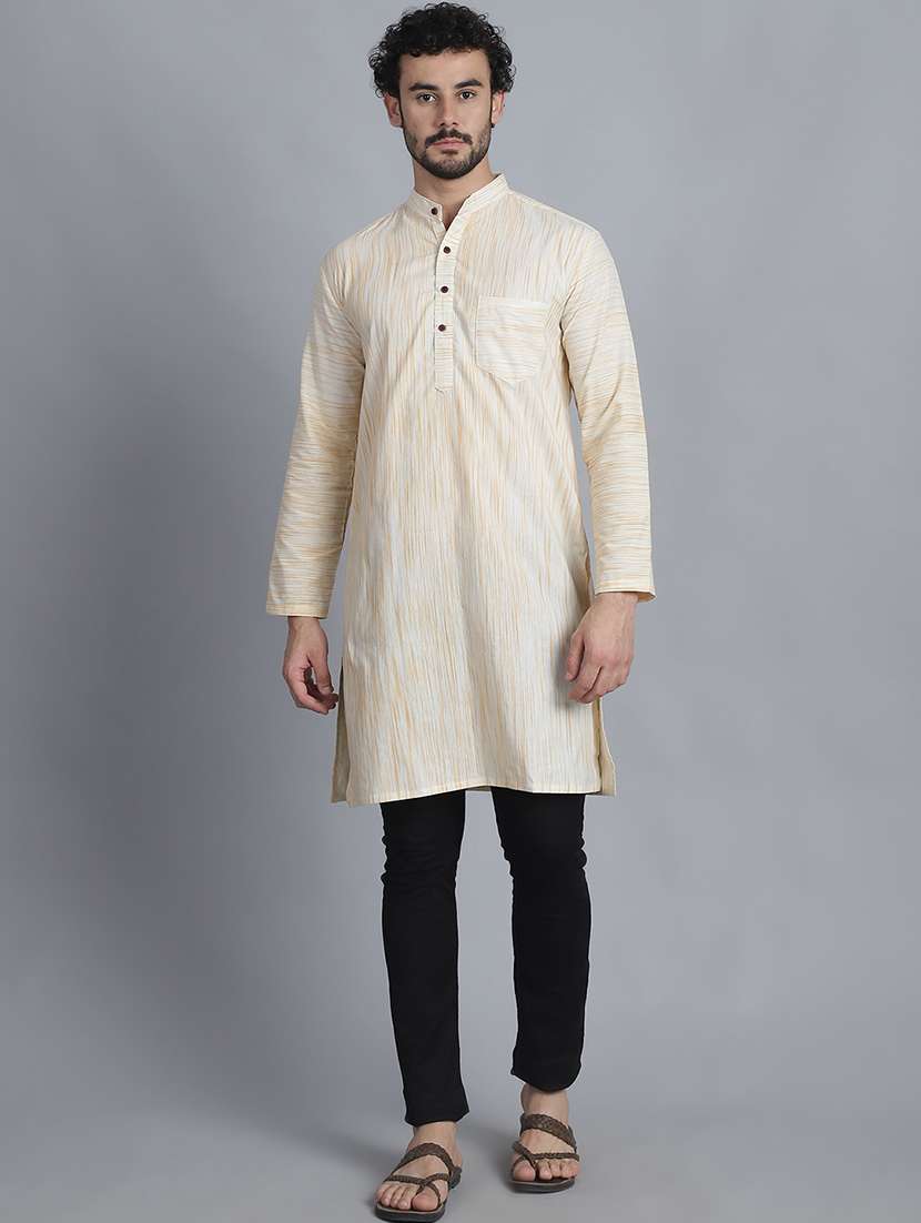 men self design cotton long kurta