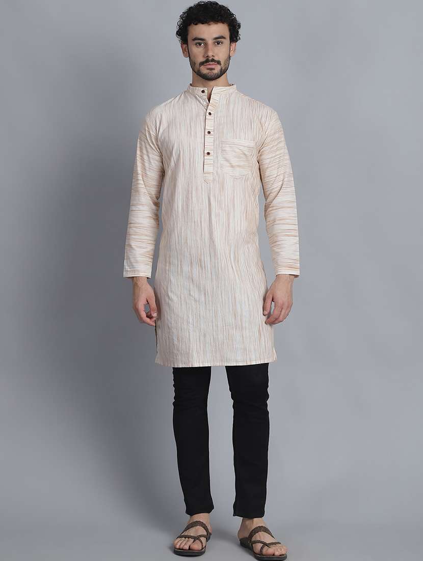 men self design cotton long kurta
