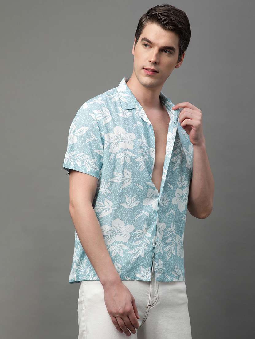 light blue rayon casual shirt - 21155987 - Standard Image - 2