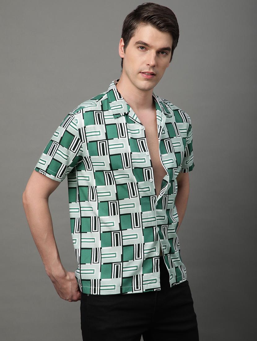 men green regular fit printed casual shirt - 21155995 - Standard Image - 2