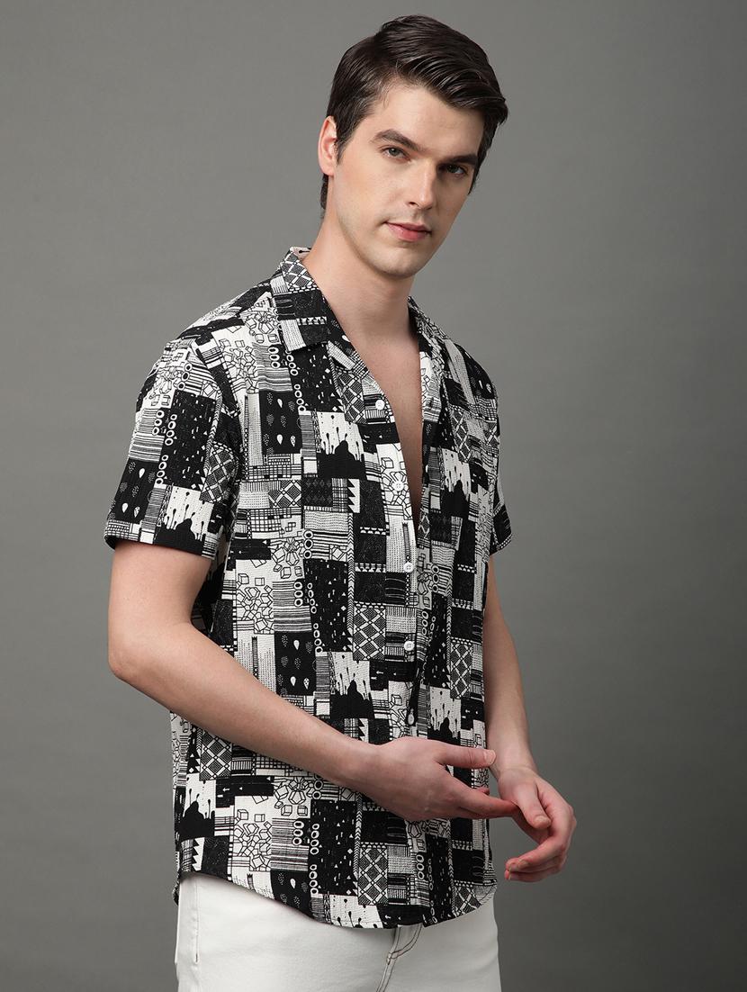 black cotton blend casual shirt - 21156012 - Standard Image - 2