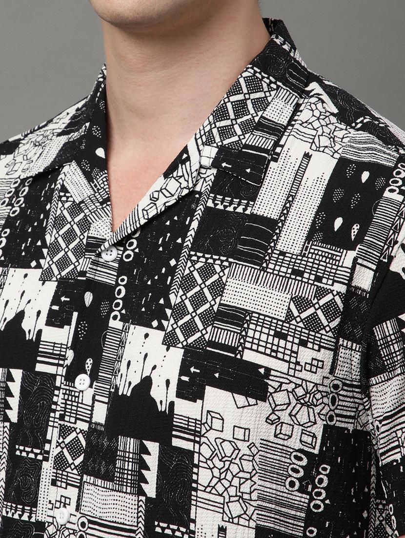 black cotton blend casual shirt - 21156012 - Standard Image - 7