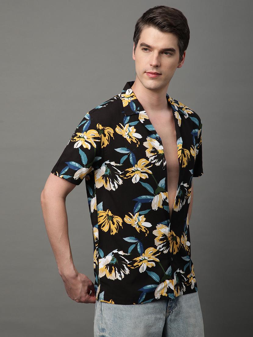 black rayon casual shirt - 21156026 - Standard Image - 2