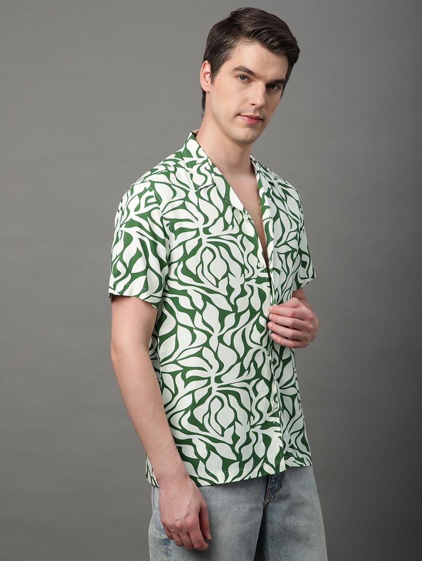 green rayon casual shirt - 21156029 - Standard Image - 2