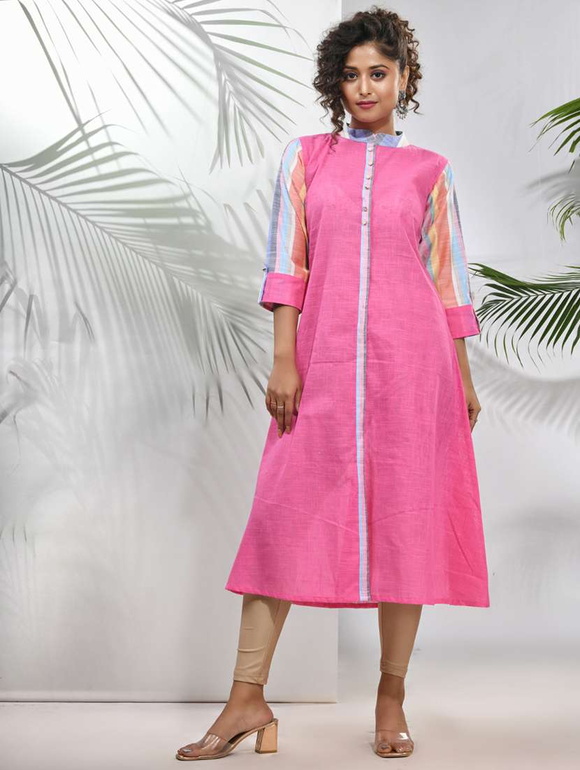 pink cotton aline kurta
