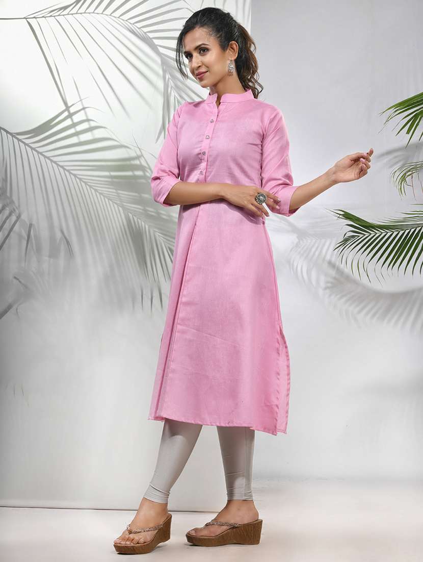 women solid color a-line kurta - 21157667 -  Standard Image - 2