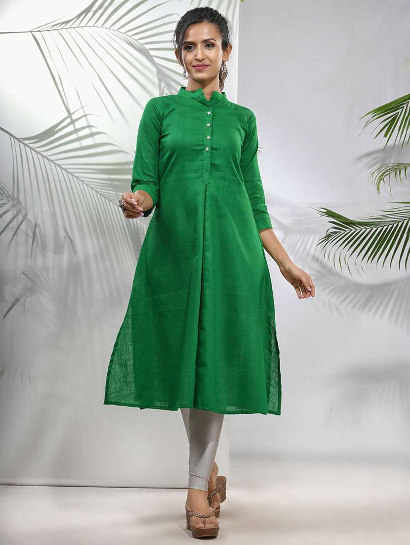 green cotton aline kurta