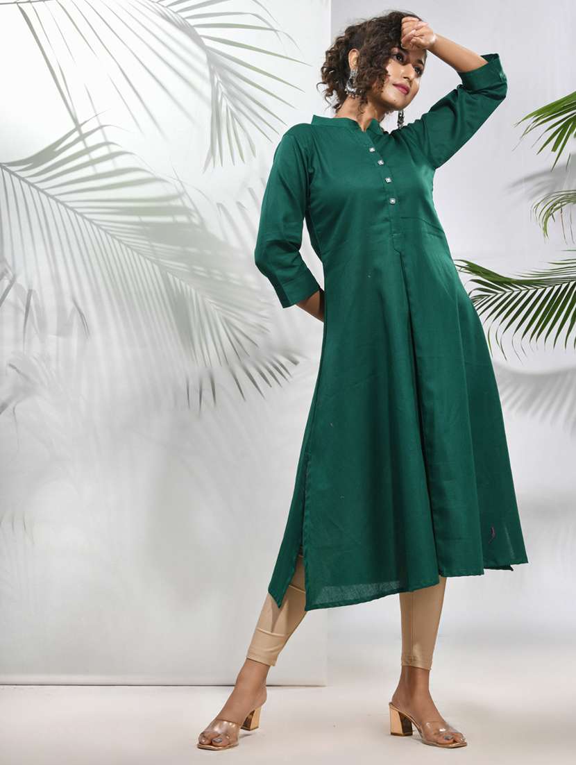 women solid color a-line kurta - 21157670 -  Standard Image - 2