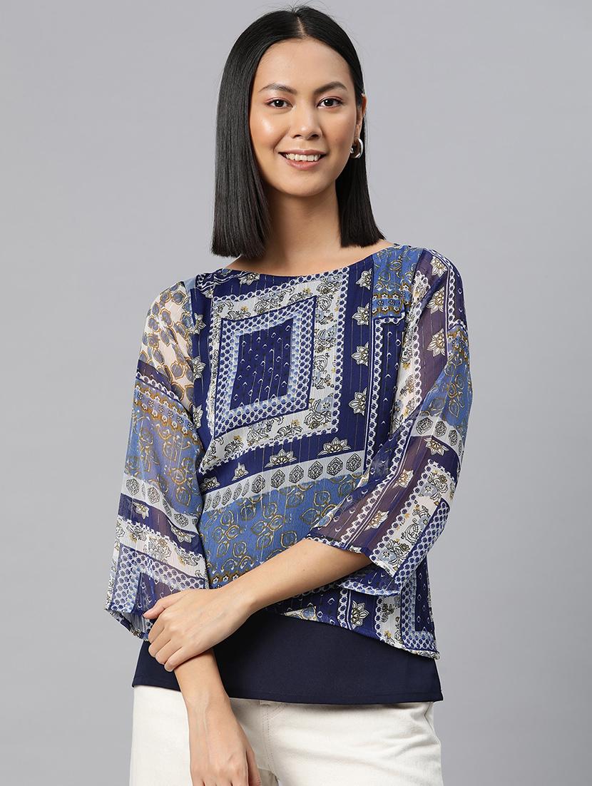 women printed layered top - 21158049 - Zoom Image - 0