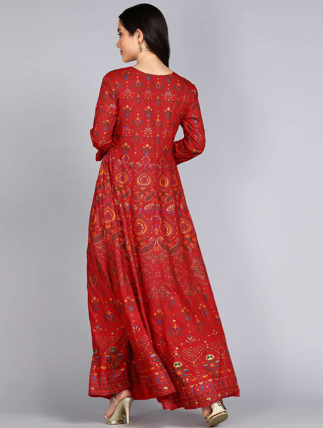 red printed anarkali kurta - 21158307 -  Standard Image - 2