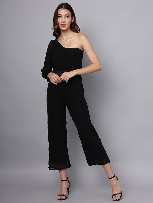 women solid single shoulder full length jumpsuit - 21158321 - Standard Image - 0