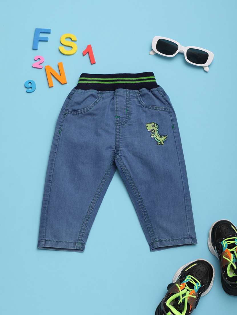 boys blue embroidered jean