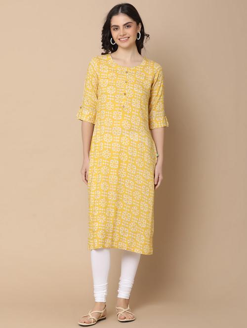 women three quarter sleeve straight kurta - 21160209 - Standard Image - 0