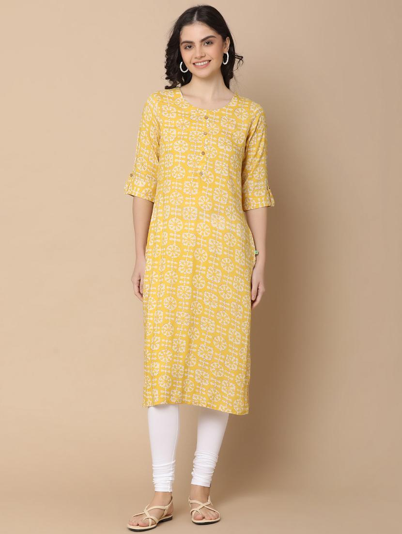 women three quarter sleeve straight kurta - 21160209 - Zoom Image - 0