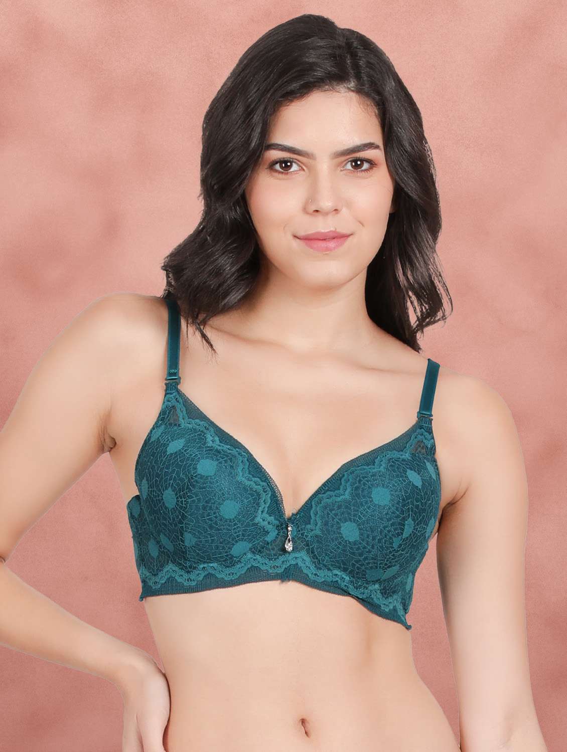 blue nylon push up bra