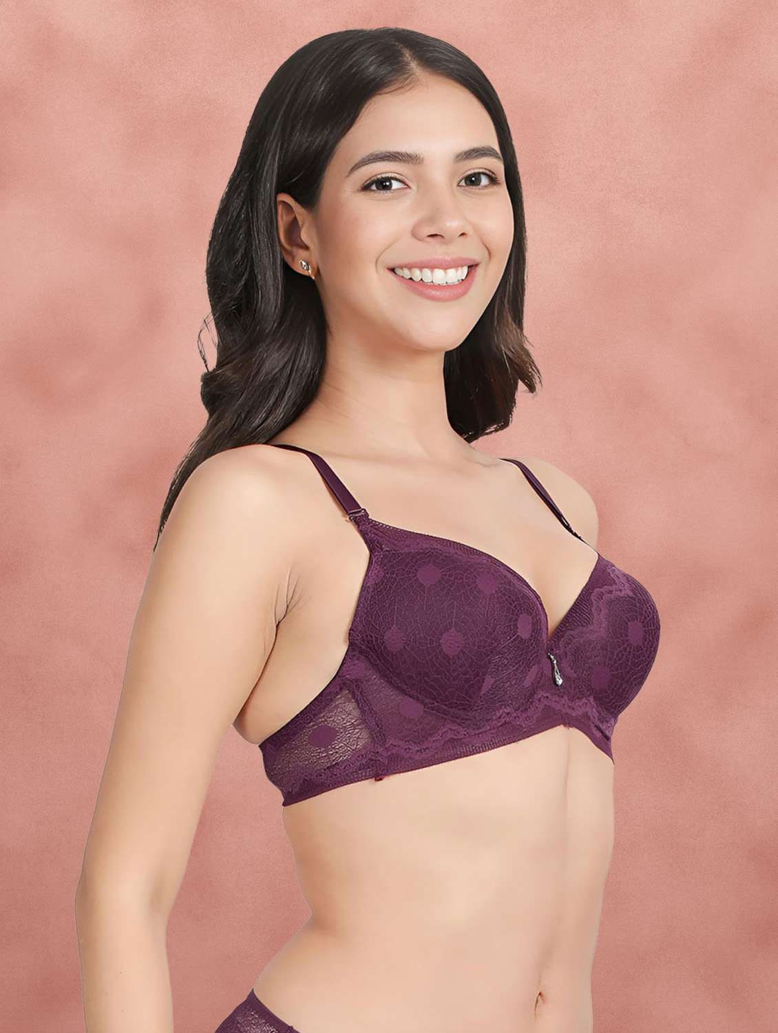 purple nylon push up bra - 21160484 - Standard Image - 2