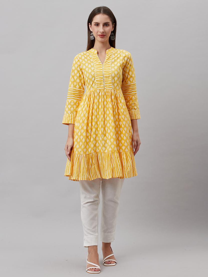 women three quarter sleeve tiered kurta - 21161180 -  Zoom Image - 0