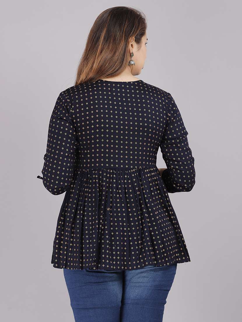 navy blue viscose straight kurti - 21161182 - Standard Image - 2