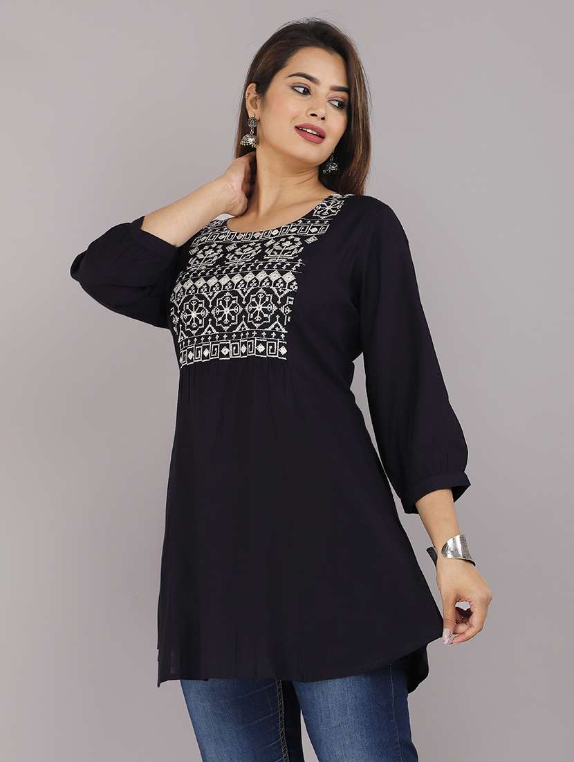 black viscose straight kurti