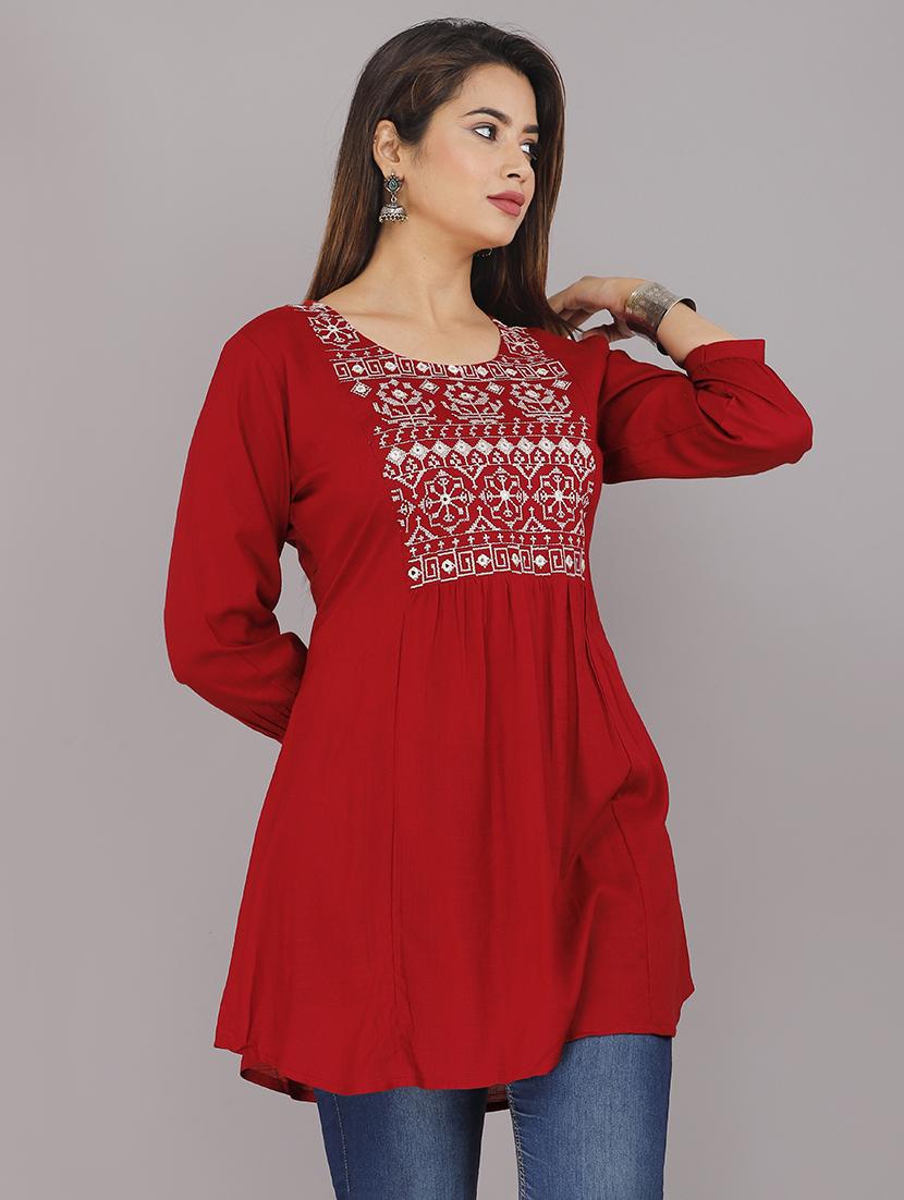 women embroidered a-line kurti - 21161247 -  Zoom Image - 0