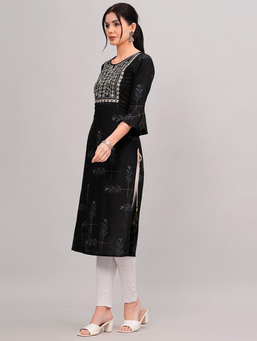 women three quarter sleeve straight kurta - 21161263 - Standard Image - 2