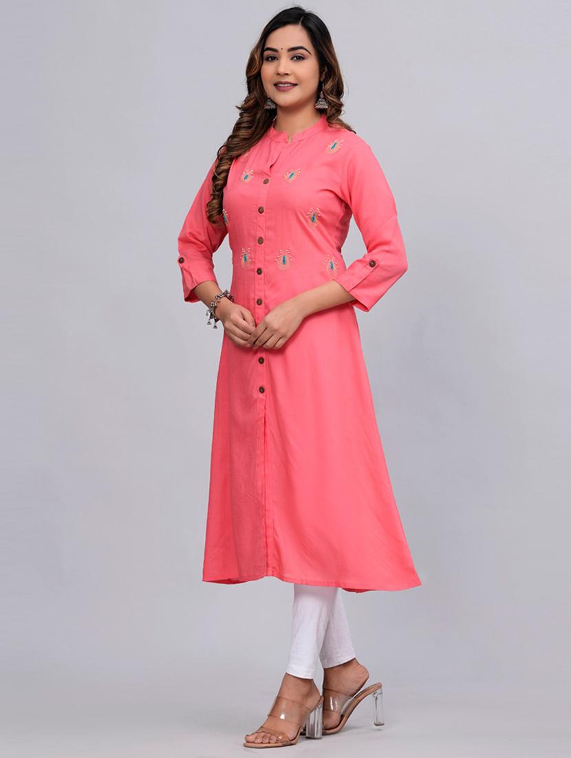 women three quarter sleeve a-line kurta - 21161271 - Standard Image - 2