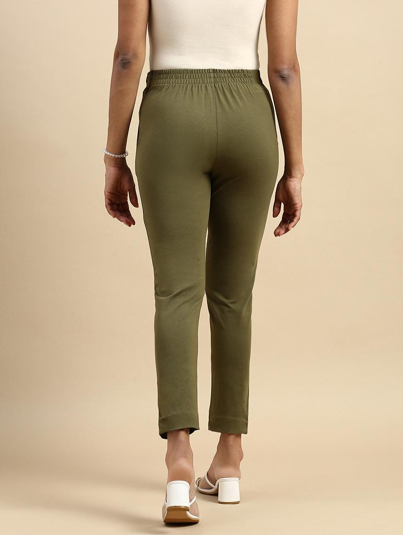 olive cotton flat front trouser - 21162014 - Standard Image - 2