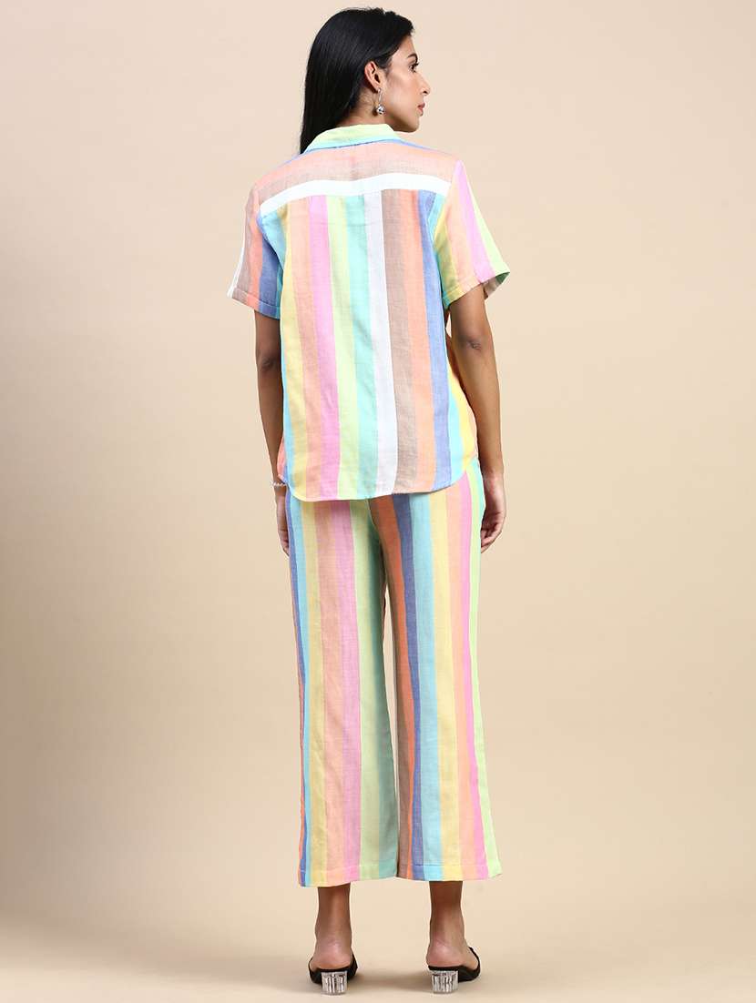 multi colored cotton wide leg trouser - 21162015 -  Standard Image - 2