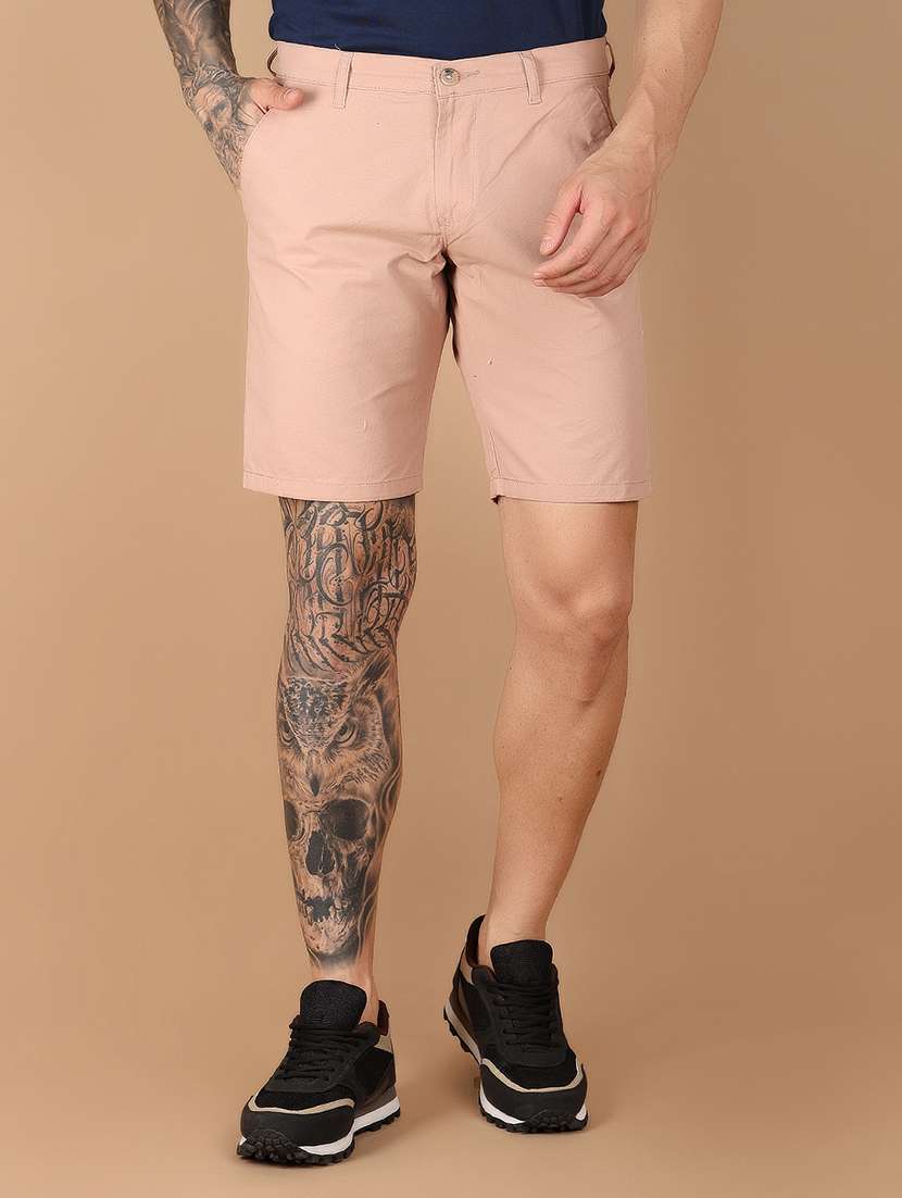 men solid mid rise chinos shorts