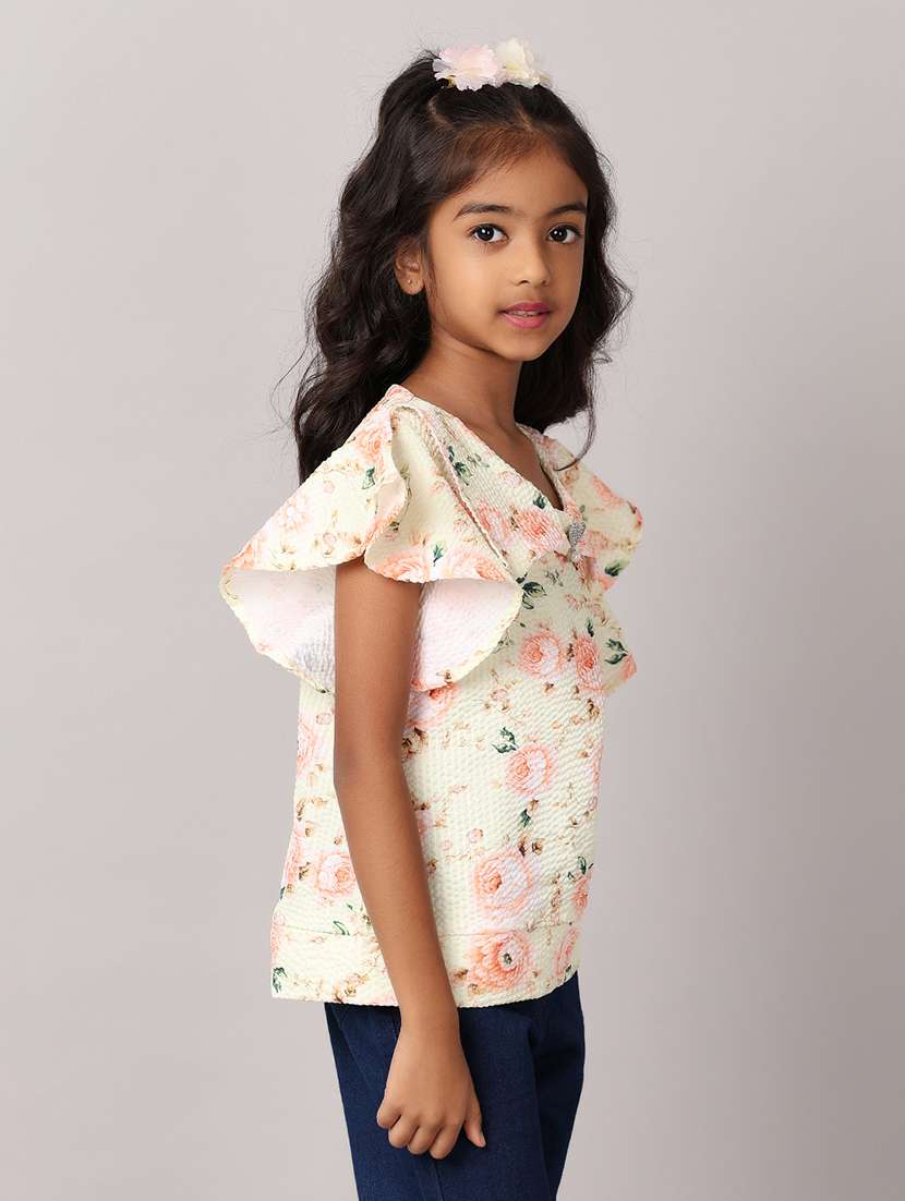 girls yellow floral printed top - 21166824 -  Standard Image - 2