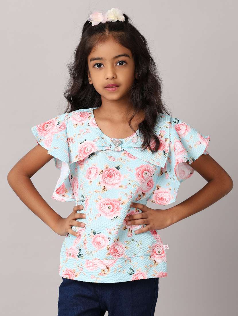 girls green floral printed top - 21166889 -  Standard Image - 2