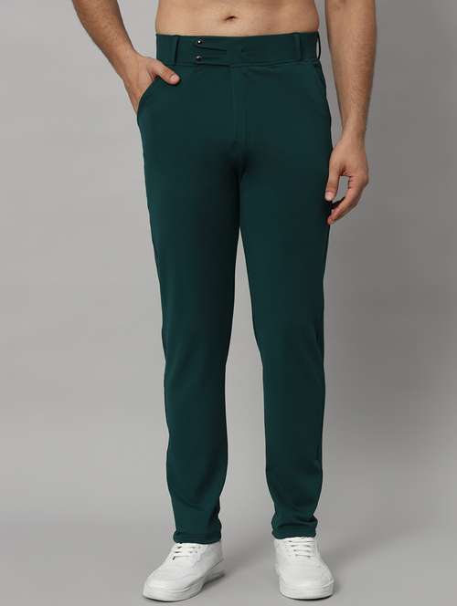 green lycra tailored casual trouser - 21167278 -  Standard Image - 0