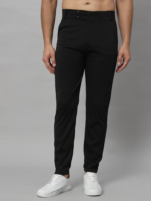 black lycra tailored casual trouser - 21167283 - Standard Image - 0