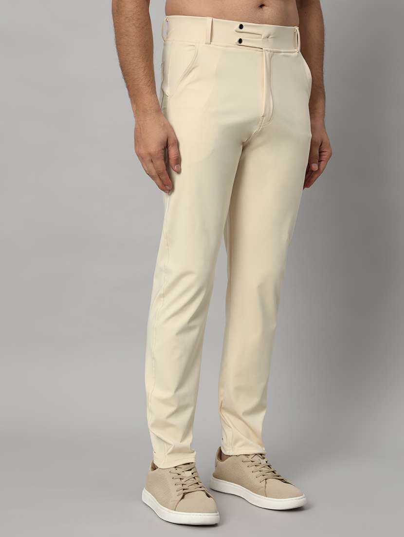 beige lycra tailored casual trouser - 21167285 -  Standard Image - 2