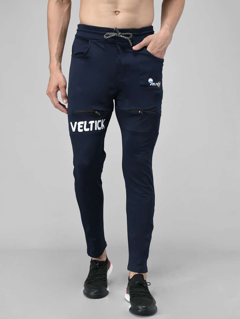 men placement print lycra ankle length track pant