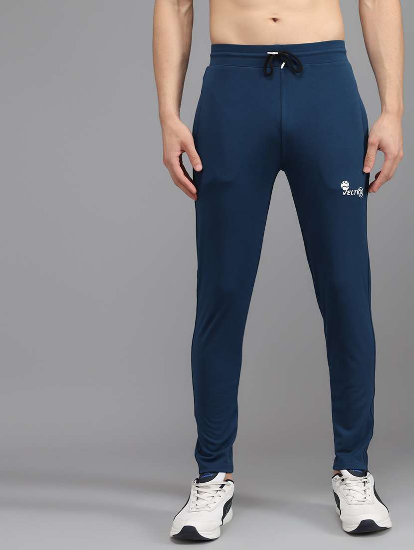 men solid lycra ankle length track pant