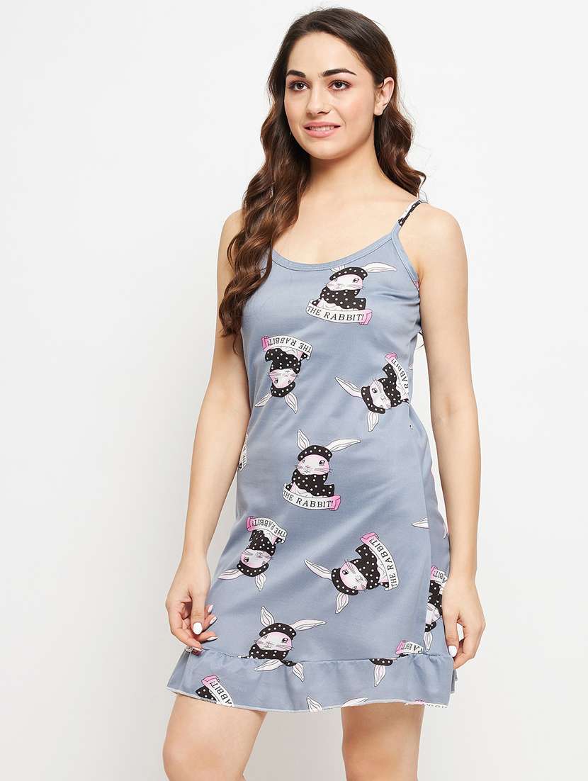 grey printed viscose sleepshirt - 21167400 -  Standard Image - 2