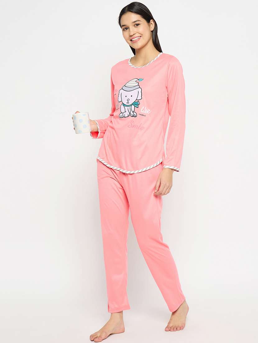 pink printed viscose pyjama set  - 21167757 -  Standard Image - 2