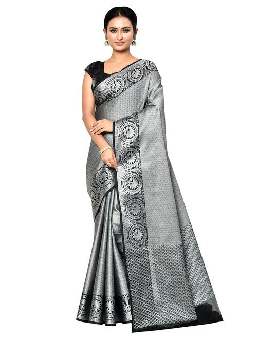 grey banarasi saree with blouse - 21167806 - Standard Image - 0