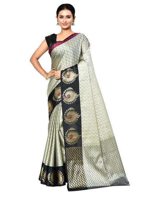 beige organza banarasi saree with blouse - 21167812 -  Standard Image - 0