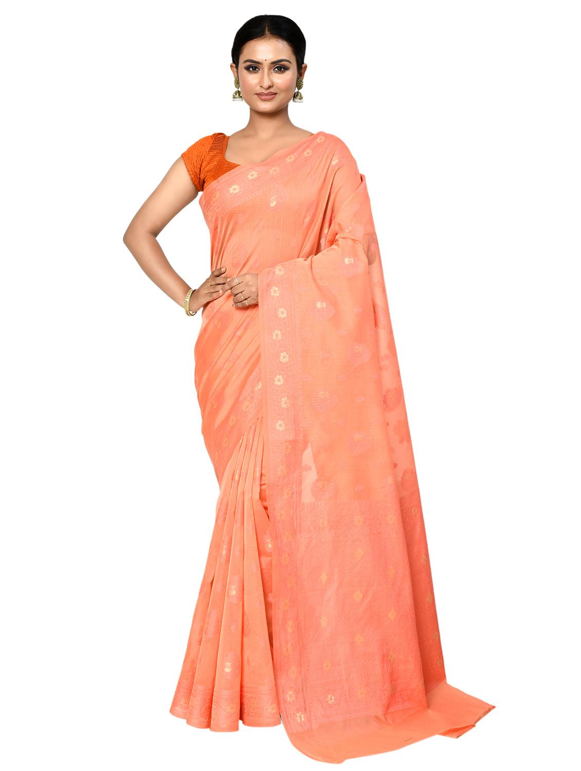 peach banarasi saree with blouse - 21167813 - Zoom Image - 0
