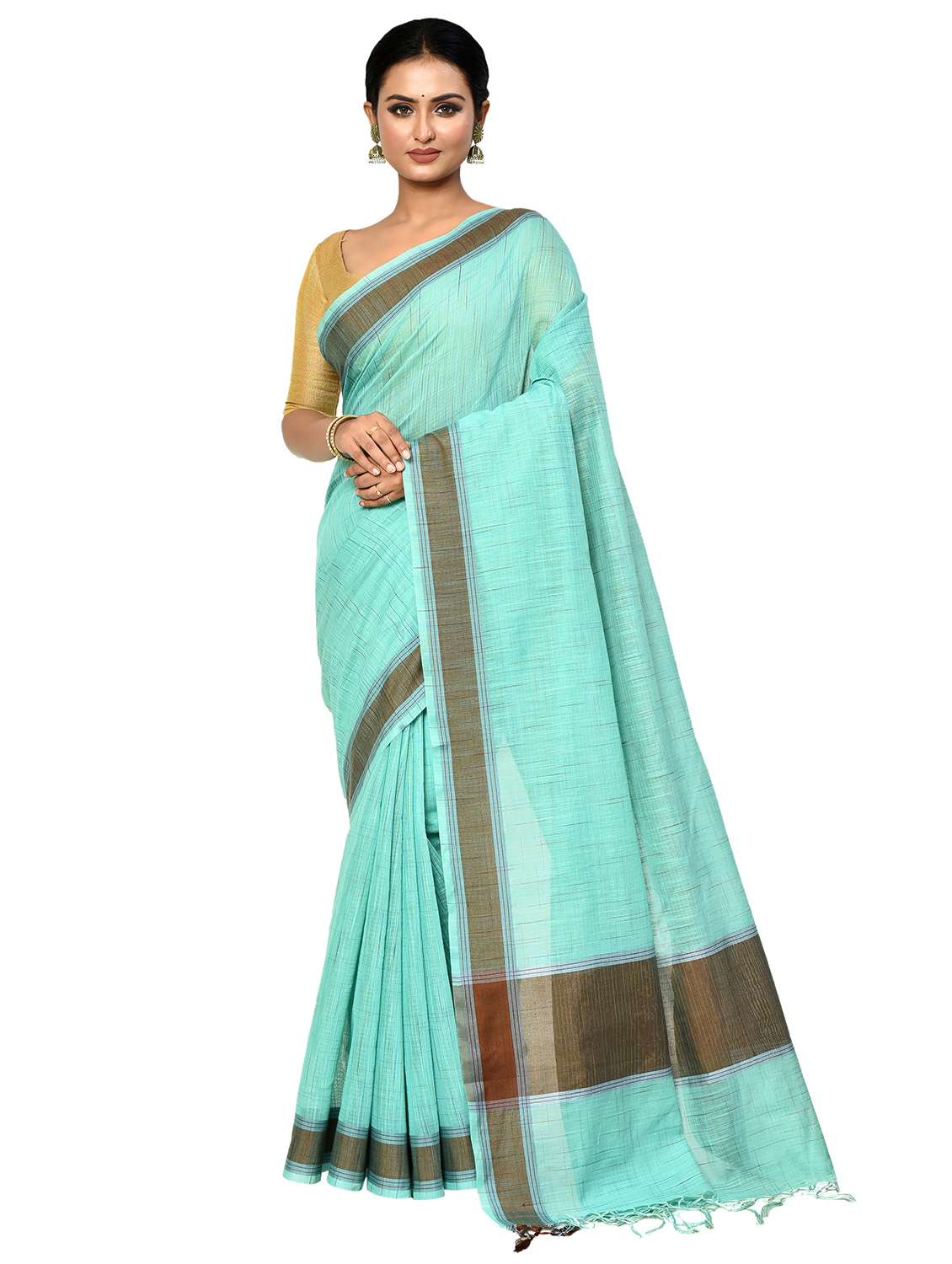 sea green banarasi saree with blouse - 21167822 - Zoom Image - 0